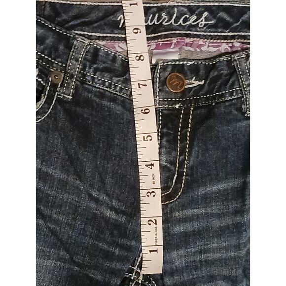Maurices Womens LowRise Bootcut Dark Wash Blue Jeans With Raw Hems Sz 7 31Wx30L - Picture 5 of 9